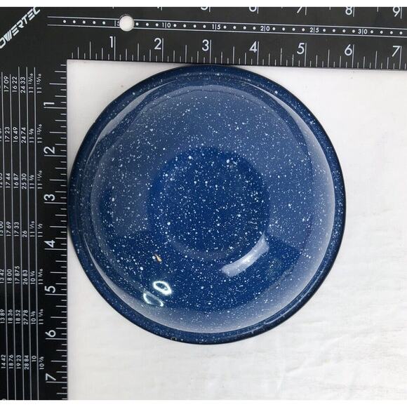 Enamelware Blue White Speckle Metal Outdoors Camping RV Cowboy 3 Bowls & 2 Cups - Picture 13 of 13